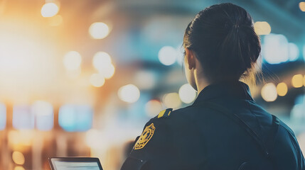 Airport Security Officer Checking a Passenger’s ID at the Gate
