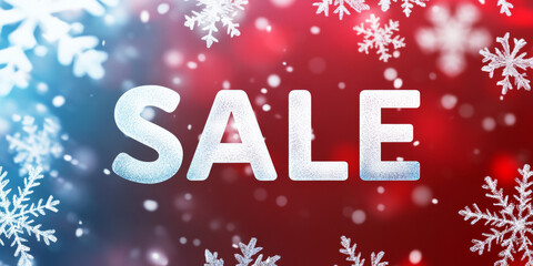 Festive holiday "SALE" banner with snowflakes and seasonal colors, ideal for Christmas promotions