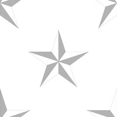 Patrón de estrellas blancas con sombra y de 5 vértices sobre fondo blanco. Estampado de estrellas de 5 puntas sobre fondo blanco