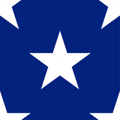 Patrón de estrellas blancas de 5 vértices sobre fondo azul. Estampado de estrellas de 5 puntas