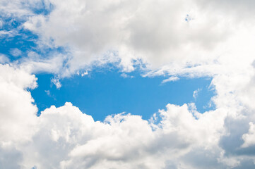 The photo shows blue sky and clouds
