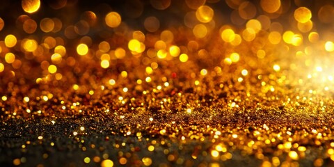 Luxurious Gold Particle Glitter Background for Aerial Photography, Shimmering Elegance, Opulent Textures, and Golden Sparkle Effects