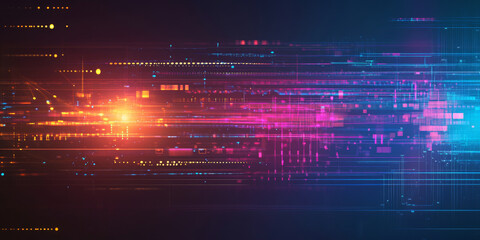 Obraz premium A futuristic abstract background with neon colors and digital patterns, reflecting technology and innovation