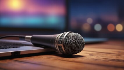 Obraz premium microphone on stage