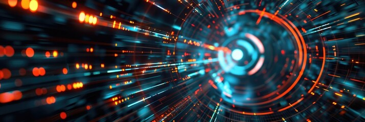 Fast Circle. Abstract Tech Motion Blur with High Speed Technology POV