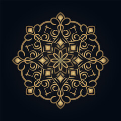 golden mandala ornament, round decorative design