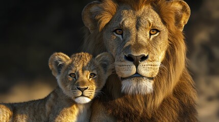 Obraz premium Lion and Cub Portrait