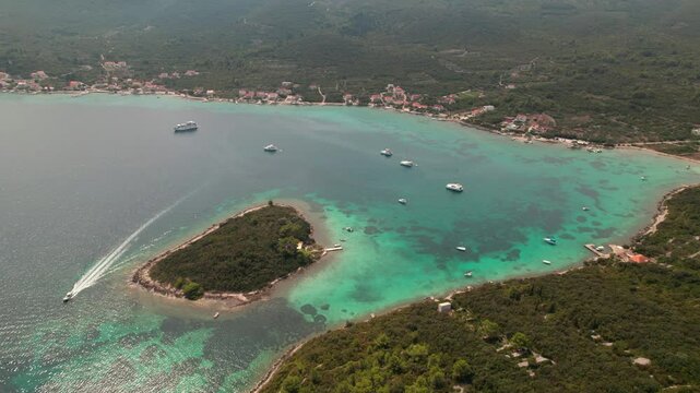 Uvala Otočić Mala Kneža In Rači&scaron;će, Croatia - Aerial Drone Shot