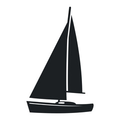 Sailing yacht icon depicted in minimalist style against a clean white background, ideal for nautical-themed designs or marine activities