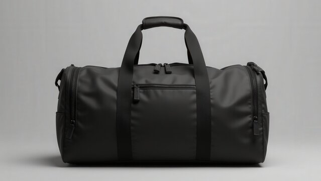 Sleek mini duffle bag mockup in black, showcasing a compact, modern design