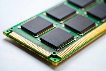 Minimalist Close-Up of Laptop Memory Module with Crisp Lines and Soft Lighting for Tech Enthusiasts, Computer Hardware, and Modern Workspace Aesthetics