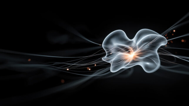 dynamic black and white visualization of vorte, showcasing fluid motion and ethereal light effects. image evokes sense of energy and movement