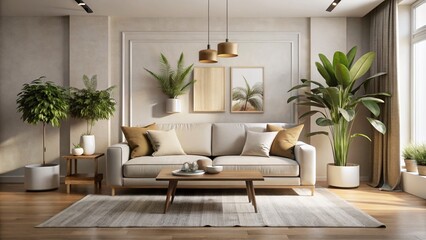 Minimalist Living Room with Elegant Sofa, Modern Decor, and Natural Light - Cozy Interior Design Inspiration for Stylish Homes