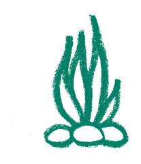 Plant Weed Sea Ocean Related Icon Crayon Chalk Drawing Vector