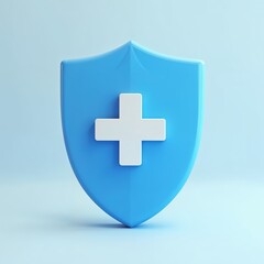 Fototapeta premium Protect Your Health with a Modern Blue Shield Design Featuring a Medical Cross Symbol