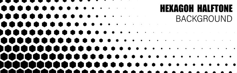 Halftone with hexagon structure. Hexagonal pattern wavy texture. Abstract geometric background. Gradient vector illustration.