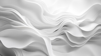 Obraz premium Abstract representation of flowing white fabric with soft waves and folds, creating serene and elegant atmosphere