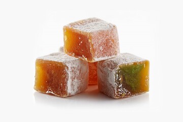 Pile of Turkish delight isolated on white background	
