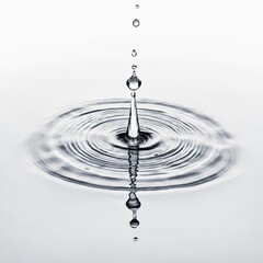Water droplet impacting still water, creating concentric ripples