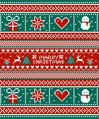 New Year's Christmas pattern pixel vector illustration