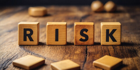 Wooden Blocks Displaying 'Risk' Symbolizing Business and Financial Decision-Making