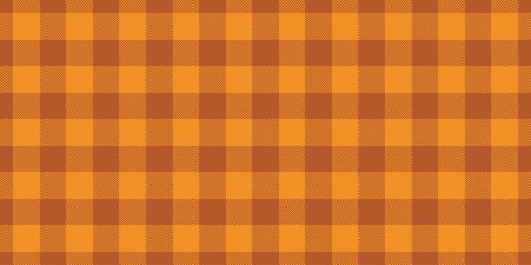 Structure textile plaid tartan, new fabric background check. Mesh pattern vector texture seamless in orange color.