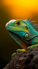 Obraz premium Iguana Basking in the Sun on a Rocky Perch