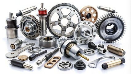 Collage Parts for Auto Isolated on White Background - Perfect for Automotive Projects, Repairs, and Design Concepts Featuring Various Car Components in a Clean Layout