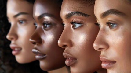 Beauty brands focusing on inclusivity, catering to people of all backgrounds and skin types. Illustrations