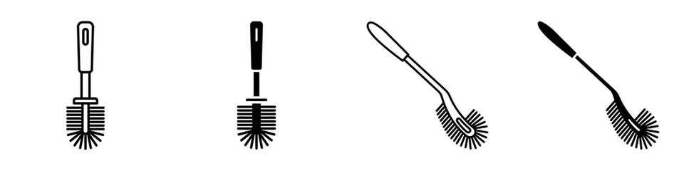 Toilet brush icon set