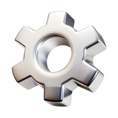Silver gear icon   3d cartoon style illustration