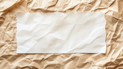 Blank White Paper on Brown Wrinkled Background