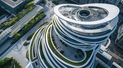 Spiral Shaped Building Background - a striking and innovative architectural visual. The spiral design adds a unique and modern touch to the scene.