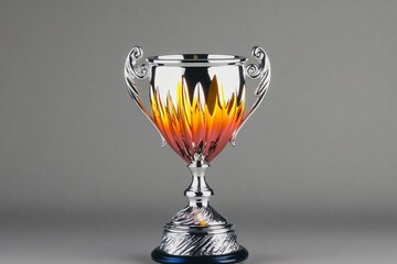 Silver Trophy with Golden Accents - Champion Award for Sports Competition