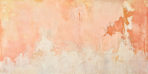 Obraz premium Textured gypsum wall with soft peach tones and natural imperfections, perfect for a warm, minimalist background