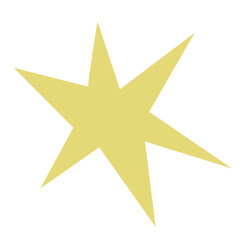 Yellow star paper cut out. Flat vector illustration.