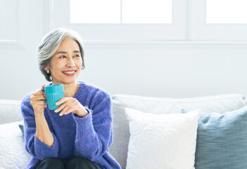 シニア, 女性, 日本人, リラックス, 笑顔, 老後, セカンドライフ, 高齢者,...