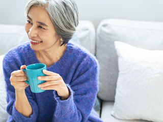 シニア, 女性, 日本人, リラックス, 笑顔, 老後, セカンドライフ, 高齢者,...