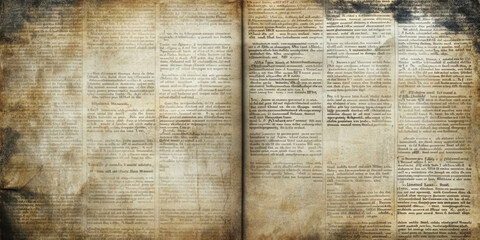 Vintage book page background with faded text and illustrations, ideal for literary-themed designs