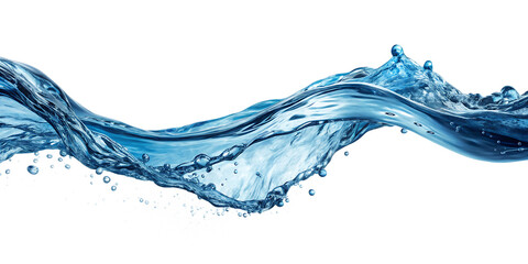 Dynamic Flowing Water Wave with Splash Effect  isolated on white background as transparent. PNG. AI GENERATED