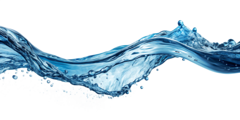 Dynamic Flowing Water Wave with Splash Effect  isolated on white background as transparent. PNG. AI GENERATED