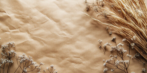 Textured kraft paper background with natural fiber details, giving a handmade, eco-friendly vibe