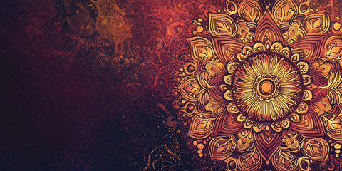 An abstract background featuring intricate mandala patterns in rich colors, offering a sense of spirituality and depth