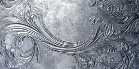 An intricate abstract background with complex patterns and textures in shades of silver and grey, exuding elegance