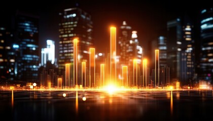 Fototapeta premium Futuristic city skyline with digital visualization