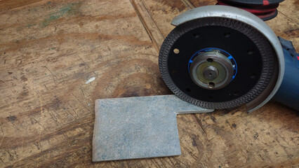 diamond tile cutting blade installed on 4.5" electric grinder