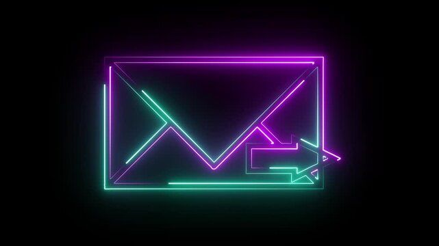 The neon outbox icon represents sent messages or outgoing communications, usually depicted as an envelope with an upward arrow, glowing brightly to indicate message dispatch.