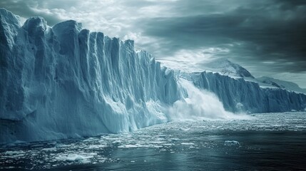 Glacier Calving into Ocean Climate Change Global Warming Melting Ice Sea Level Rise