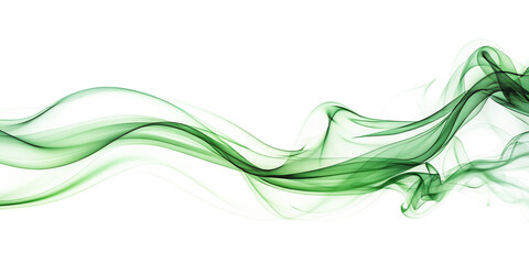 Green smoke wave. Green abstract wave flow isolated on white background as transparent. PNG. AI GENERATED