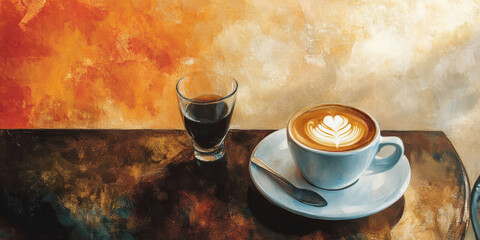 Cozy coffee shop background with warm colors and inviting textures, perfect for lifestyle designs